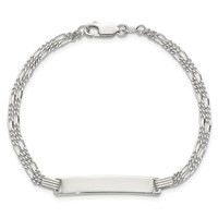 Sterling Silver Double Chain Fancy Link ID Bracelet view 4