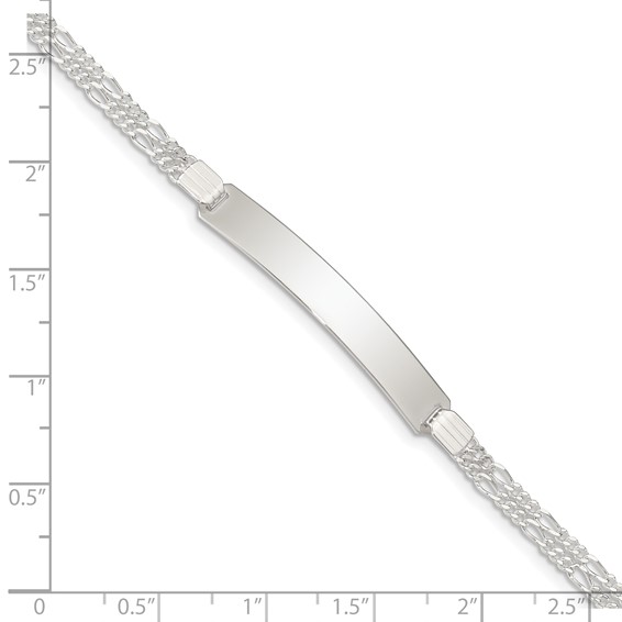 Sterling Silver Double Chain Fancy Link ID Bracelet