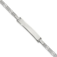 Sterling Silver Double Chain Fancy Link ID Bracelet view 1