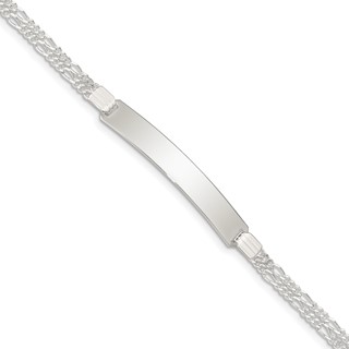 Sterling Silver Double Chain Fancy Link ID Bracelet