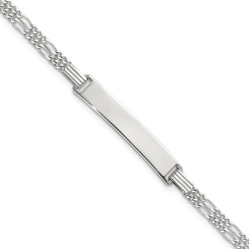 Sterling Silver Double Chain Fancy Link ID Bracelet