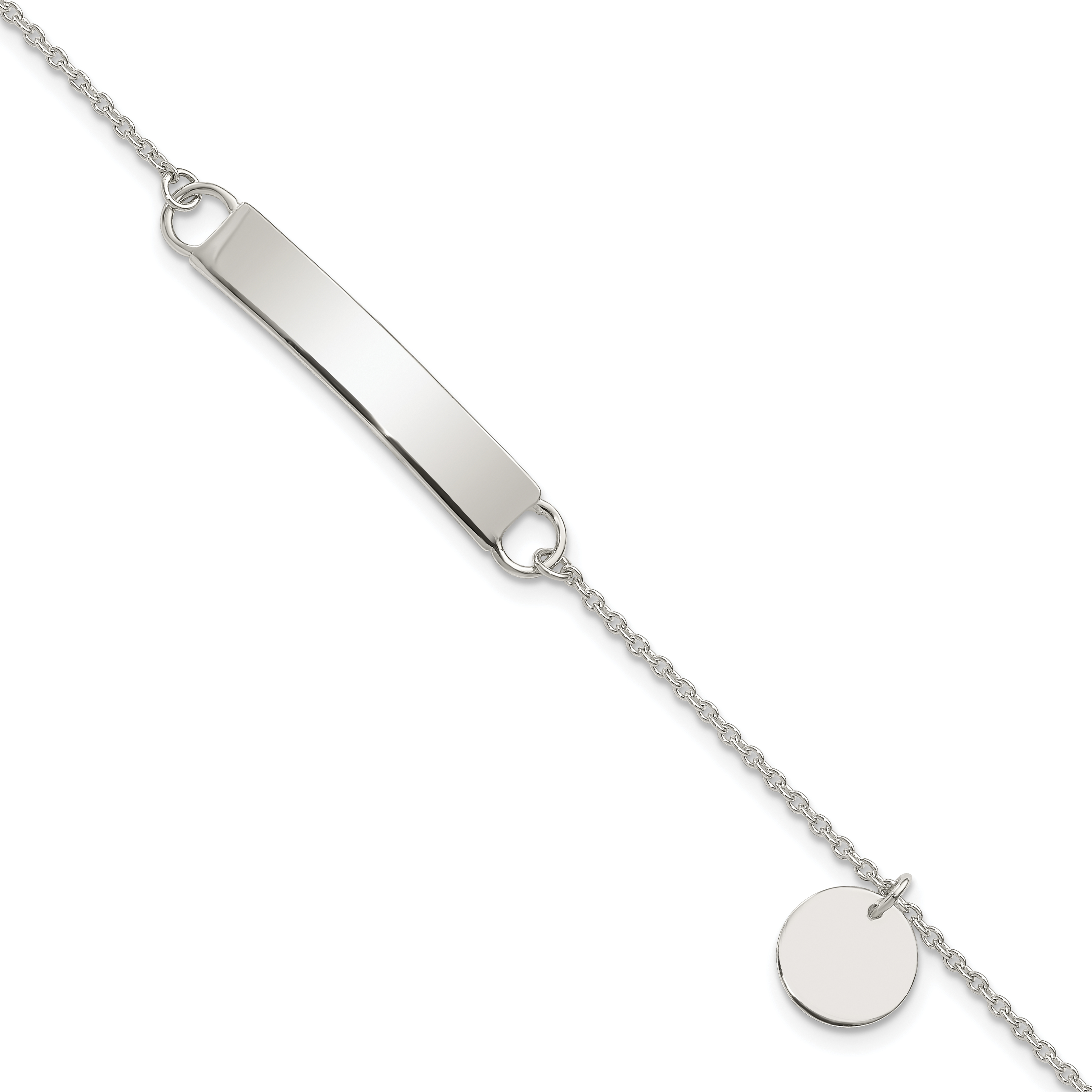Sterling Silver Polished 7.5 inch Curb Link ID Bracelet W/Sliding Accent (QID215-7.5)