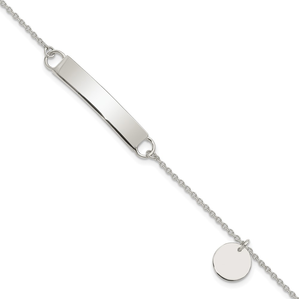 Sterling Silver Polished 7.5 inch Curb Link ID Bracelet W/Sliding Accent (QID215-7.5)