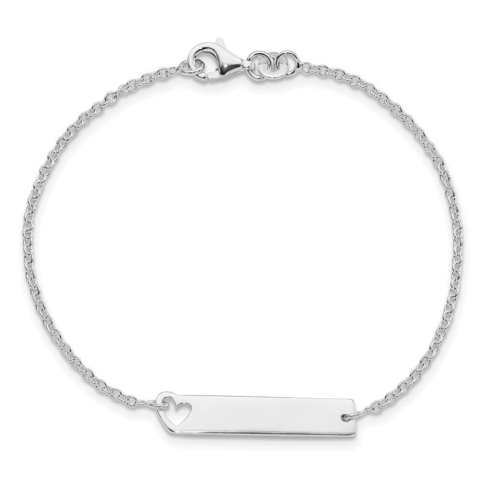 Sterling Silver Polished Heart ID 7in Bracelet (QID226-7)