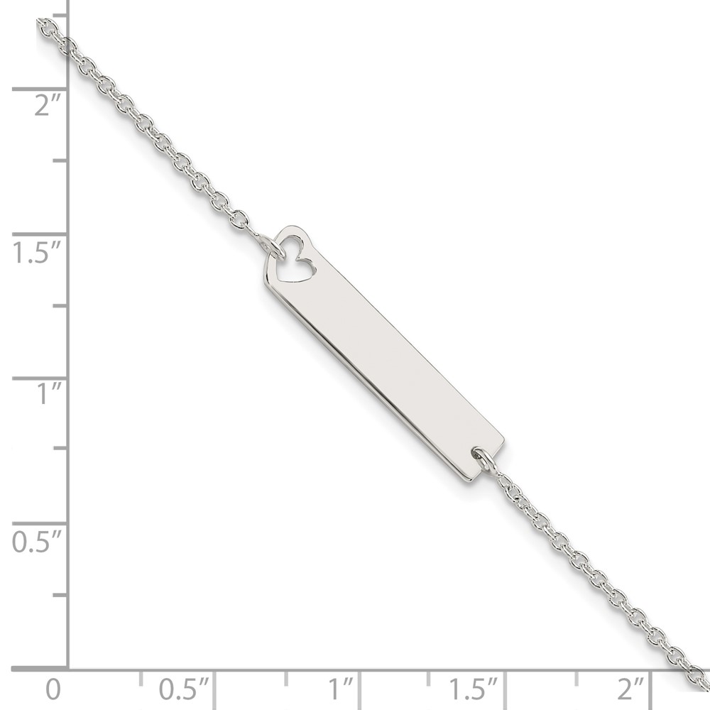 Sterling Silver Polished Heart ID 7in Bracelet (QID226-7)