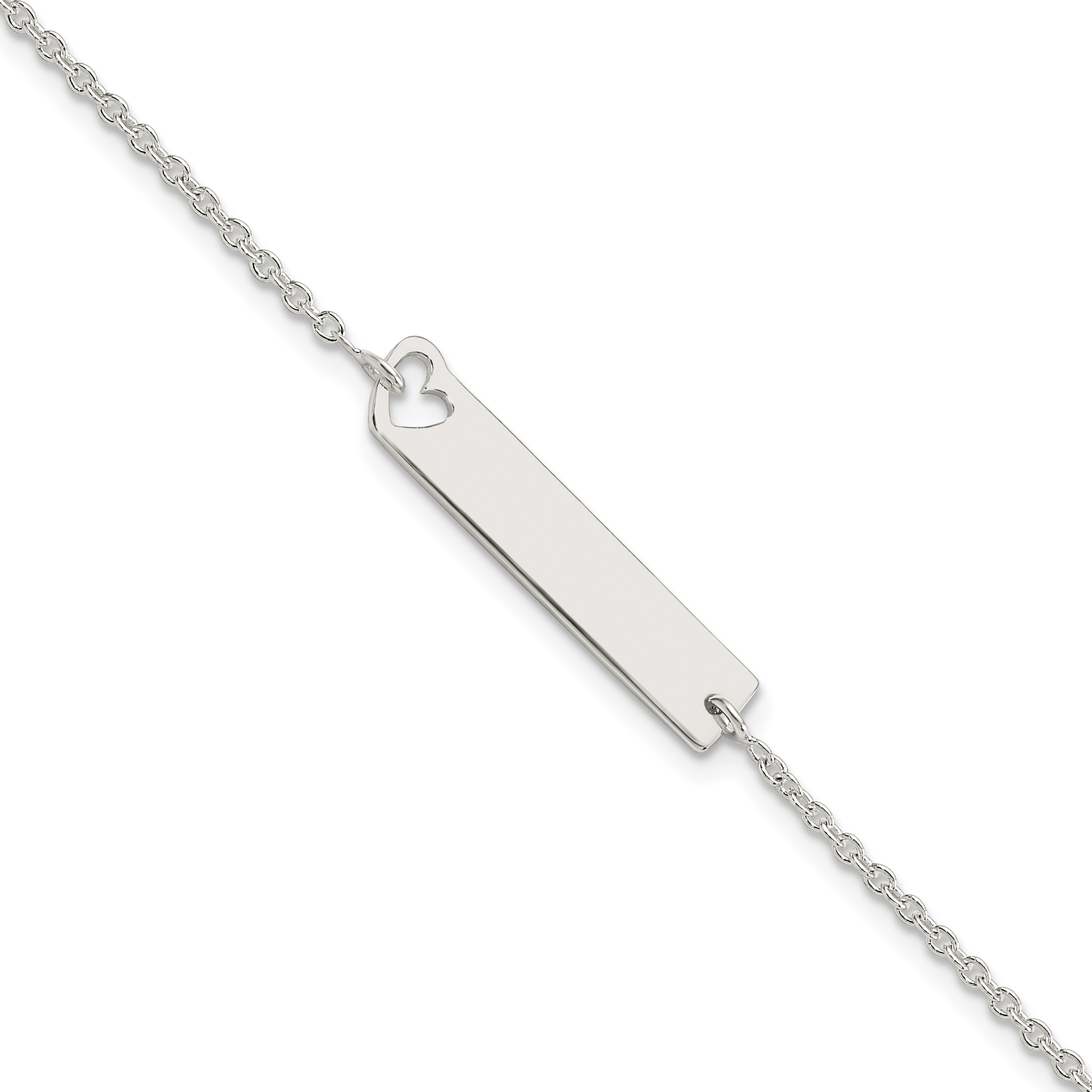 Sterling Silver Polished Heart ID 7in Bracelet (QID226-7)