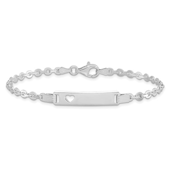 Sterling Silver Polished ID W/Heart Bracelet