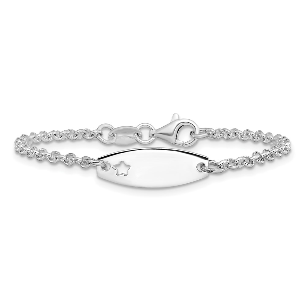 Sterling Silver Childrens Polished ID with Star Bracelet (QID230-5.5)