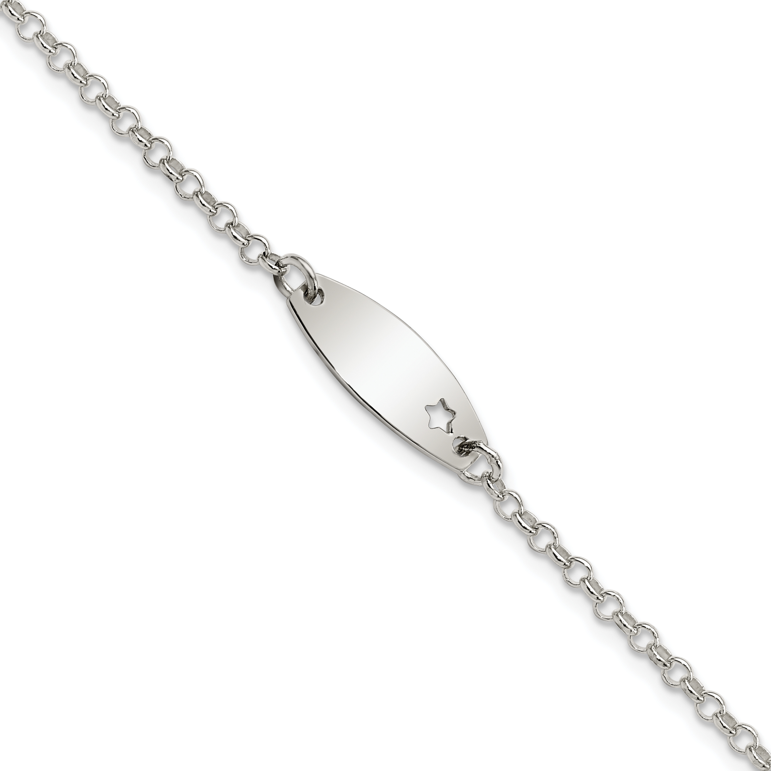 Sterling Silver Childrens Polished ID with Star Bracelet (QID230-5.5)