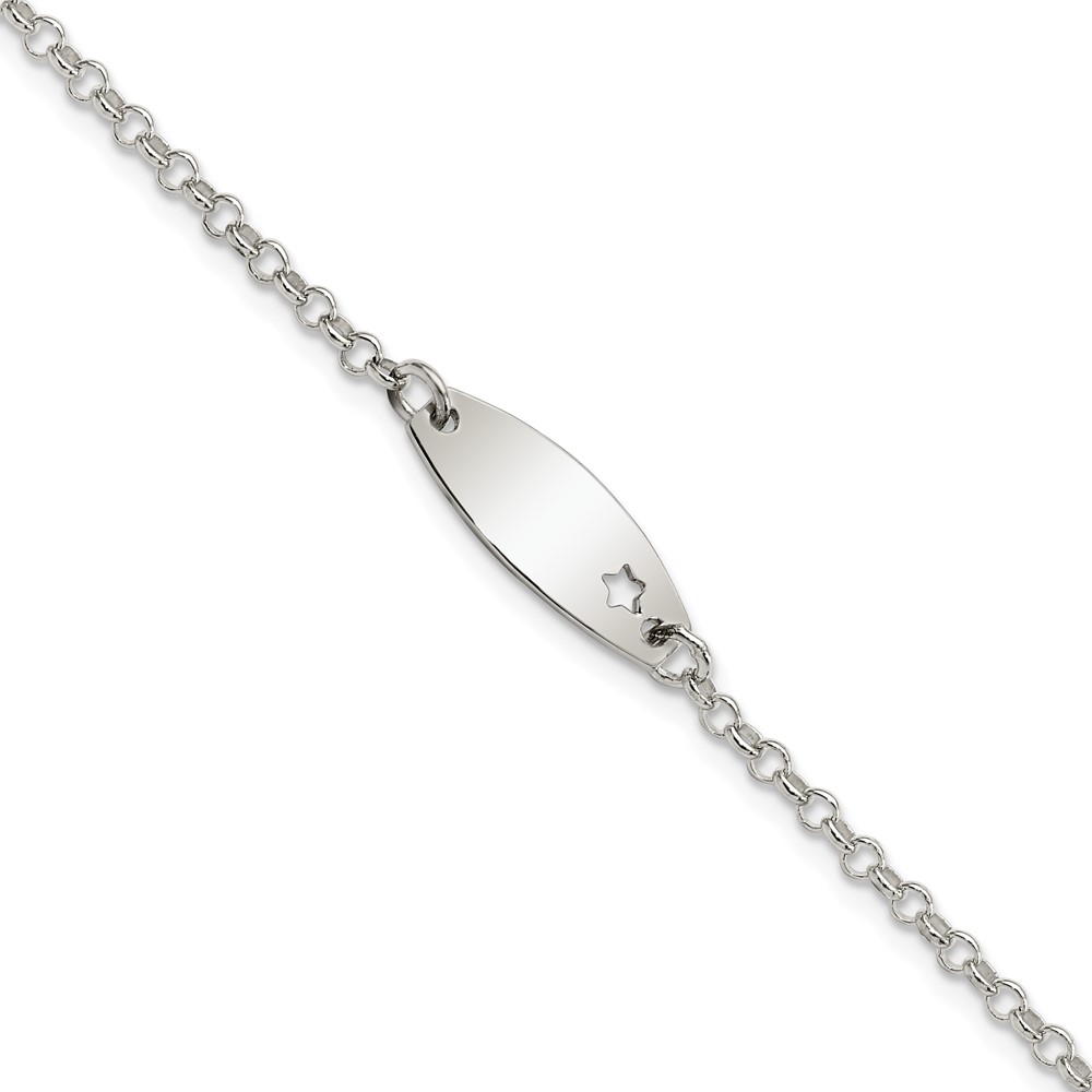 Sterling Silver Childrens Polished ID with Star Bracelet (QID230-5.5)
