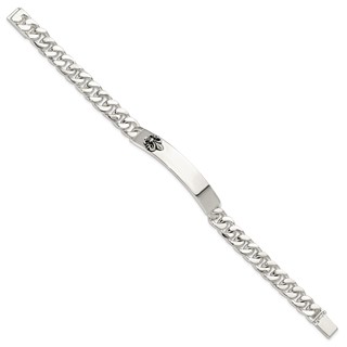 Sterling Silver Antiqued Fleur-de-lis ID Men's Bracelet