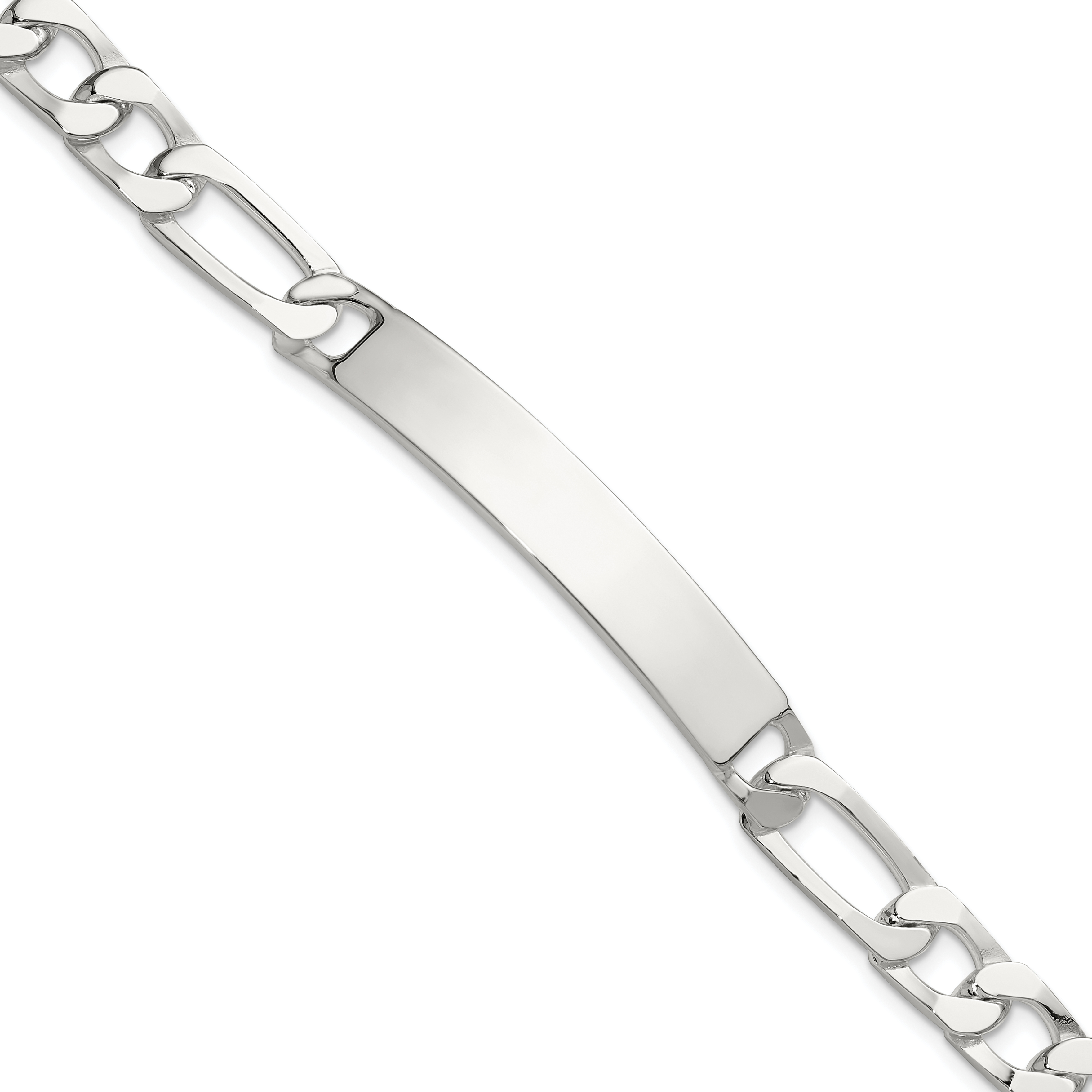 Sterling Silver 8in Figaro ID Bracelet (QID244-8)