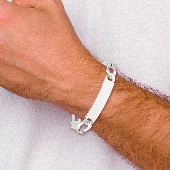 Sterling Silver 8.5in Figaro ID Bracelet