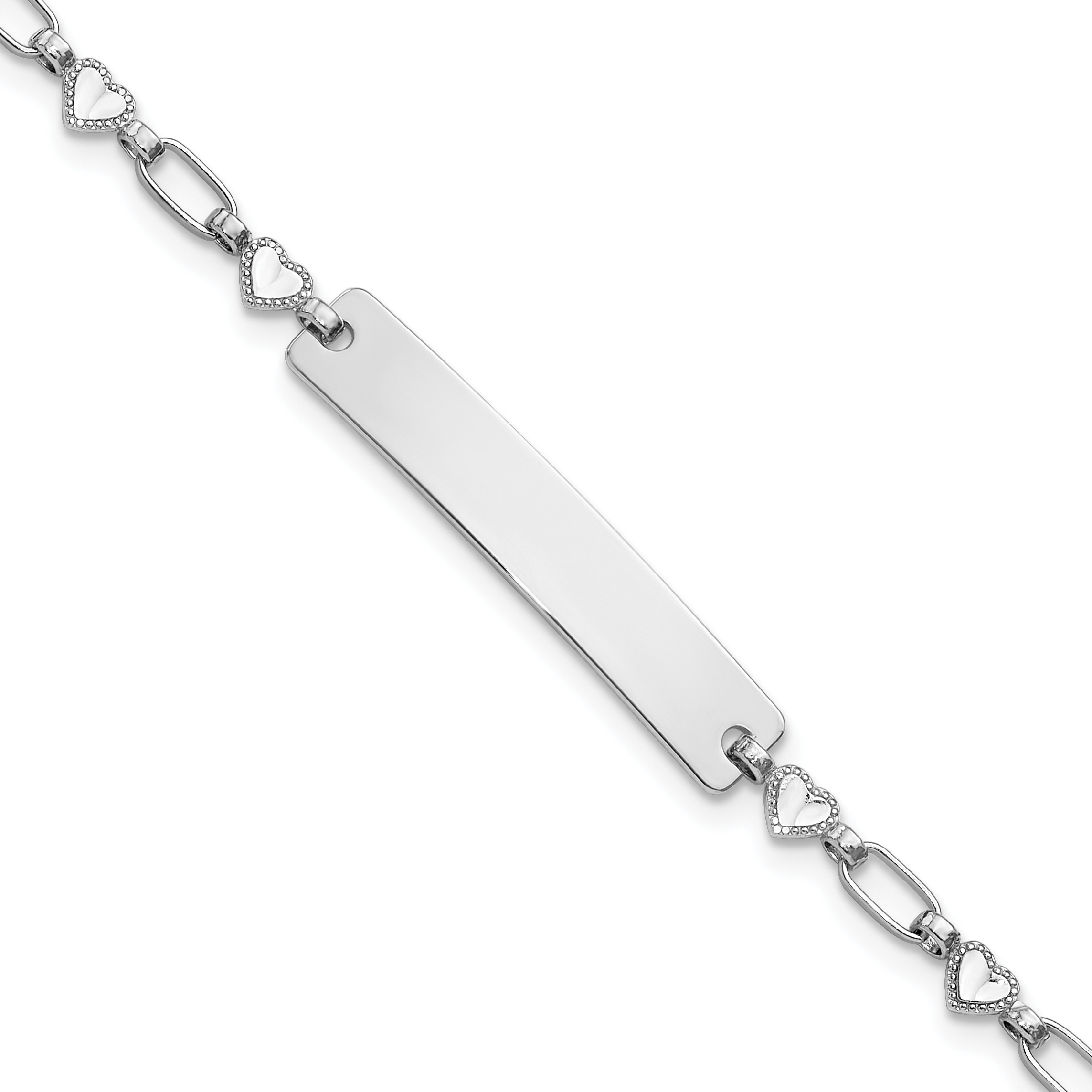 Sterling Silver Rhodium-plated 7.5 inch Hearts ID Bracelet (QID246-7.5)