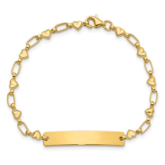 Sterling Silver Gold-tone 6.5 inch Hearts Children's ID Bracelet