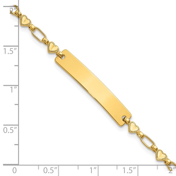 Sterling Silver Gold-tone 6.5 inch Hearts Children's ID Bracelet