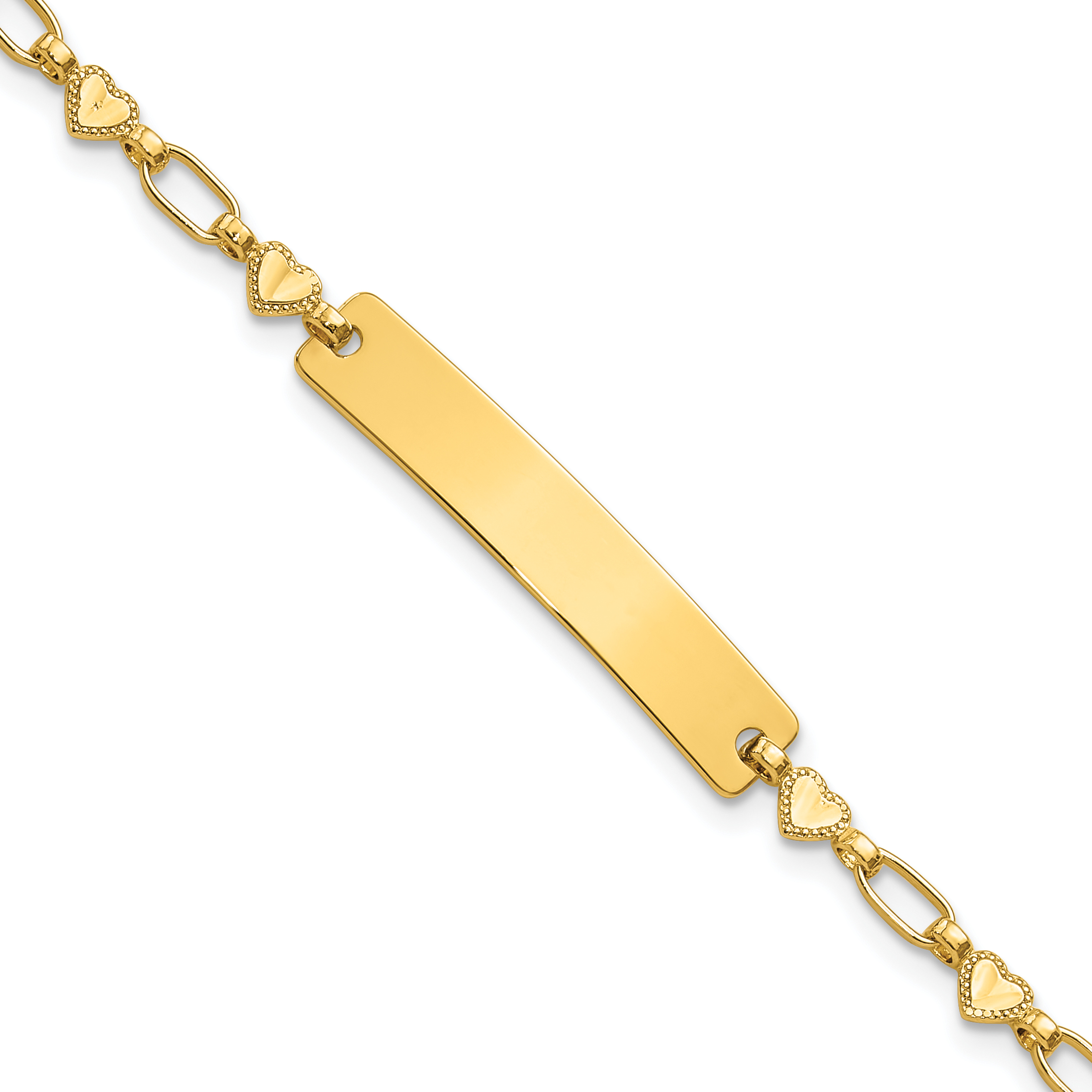 Sterling Silver Gold-tone 6.5 inch Hearts Children's ID Bracelet (QID246GP-6.5)