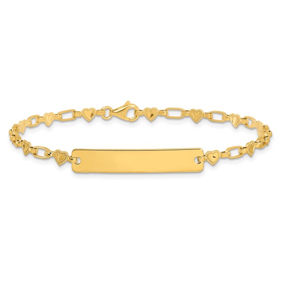 Sterling Silver Gold-tone 7.5 inch Hearts ID Bracelet