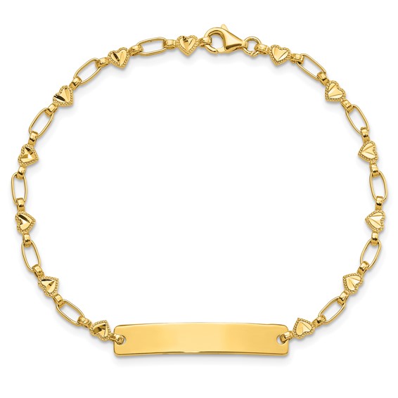 Sterling Silver Gold-tone 7.5 inch Hearts ID Bracelet