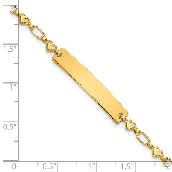 Sterling Silver Gold-tone 7.5 inch Hearts ID Bracelet