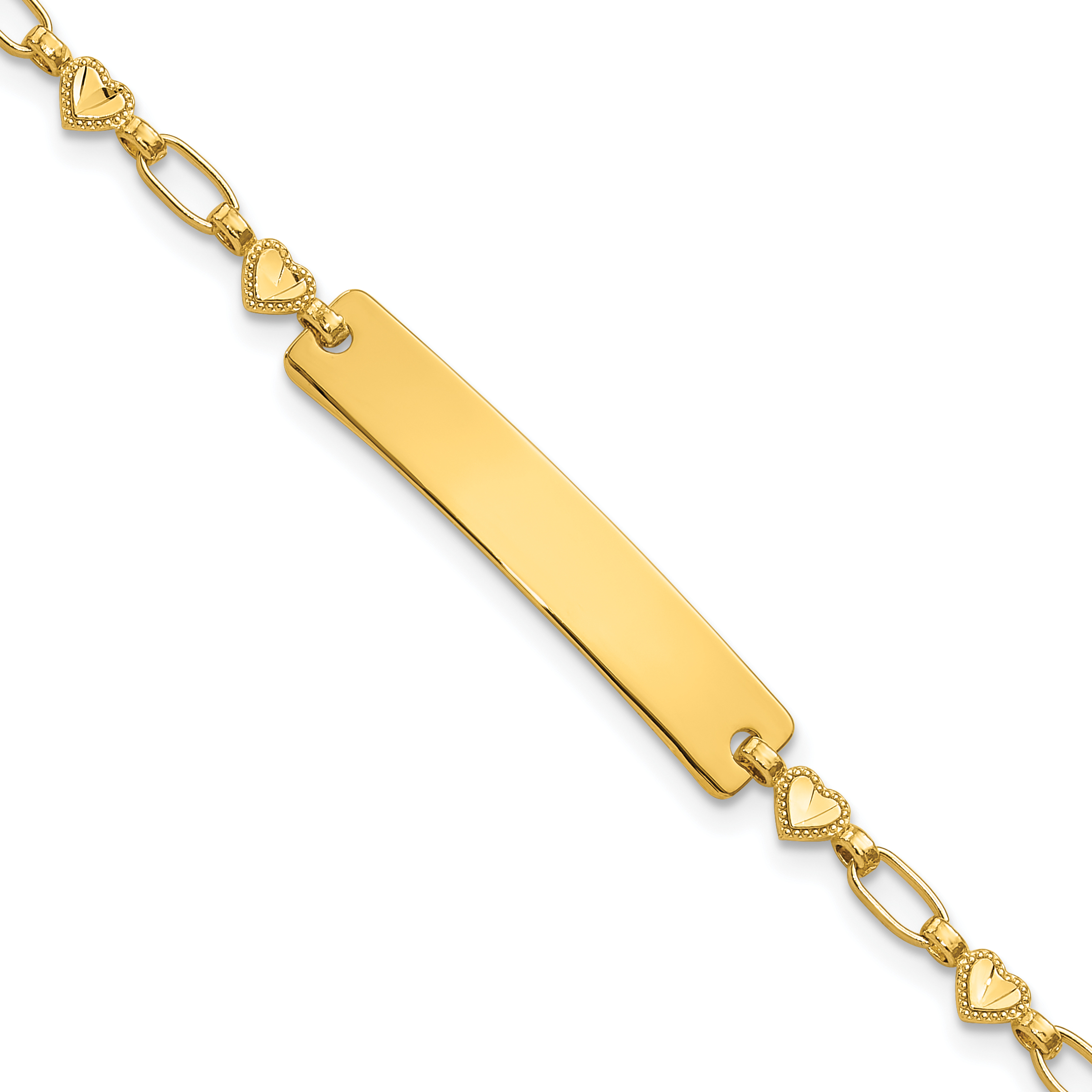 Sterling Silver Gold-tone 7.5 inch Hearts ID Bracelet (QID246GP-7.5)