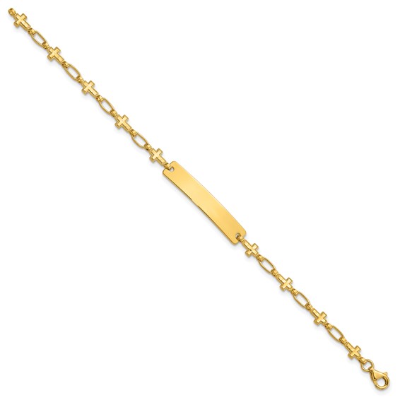 Sterling Silver Gold-tone 6.25 inch Cross Children's ID Bracelet