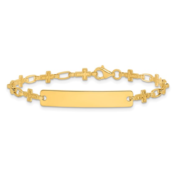 Sterling Silver Gold-tone 6.25 inch Cross Children's ID Bracelet