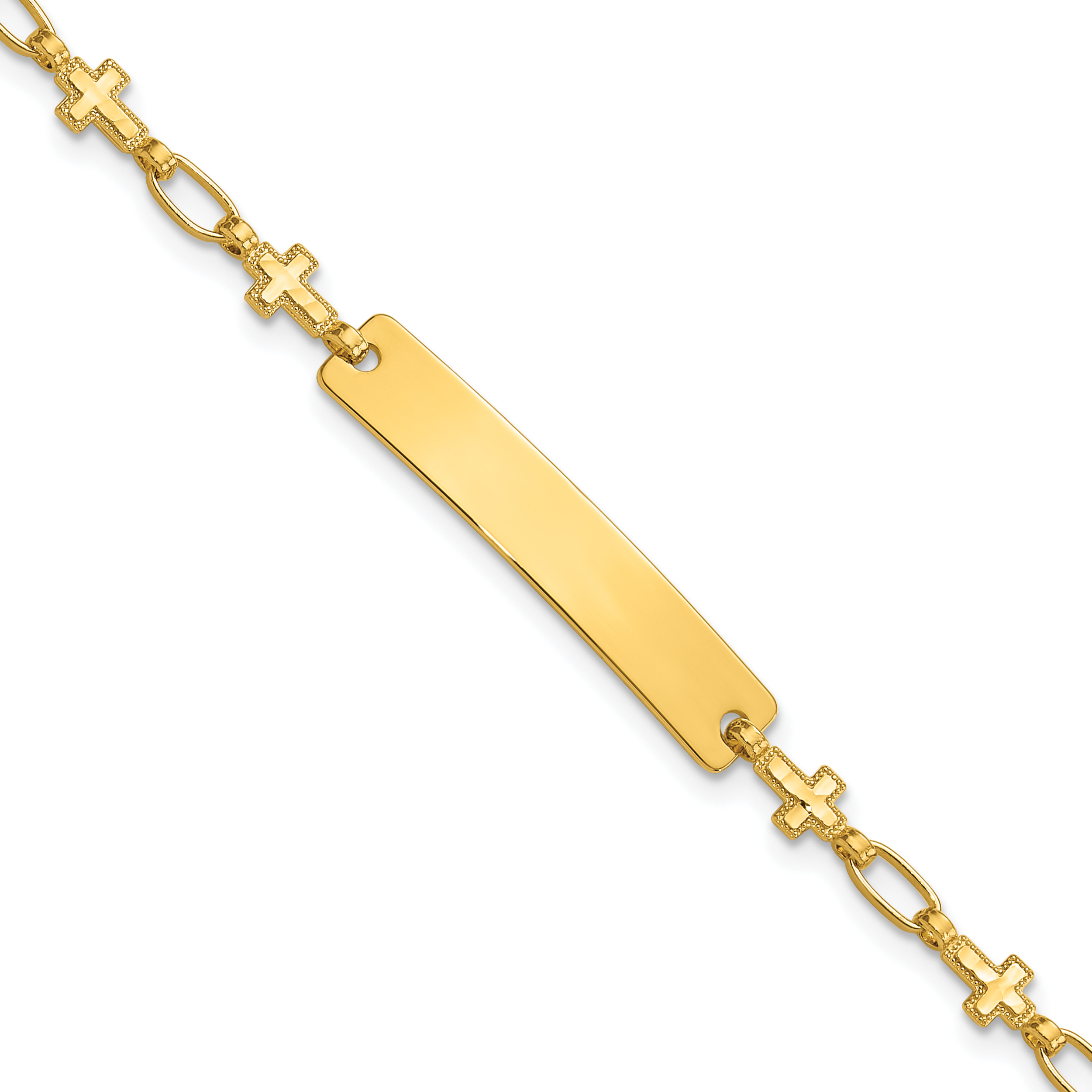 Sterling Silver Gold-tone 6.25 inch Cross Children's ID Bracelet (QID247GP-6.25)