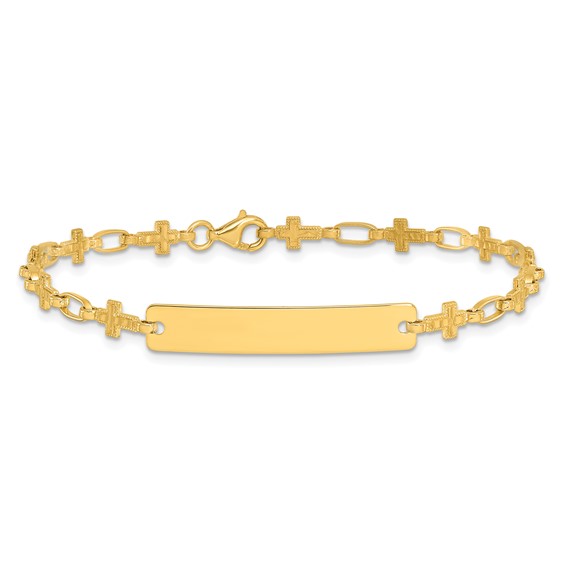 Sterling Silver Gold-tone 7.5 inch Cross ID Bracelet