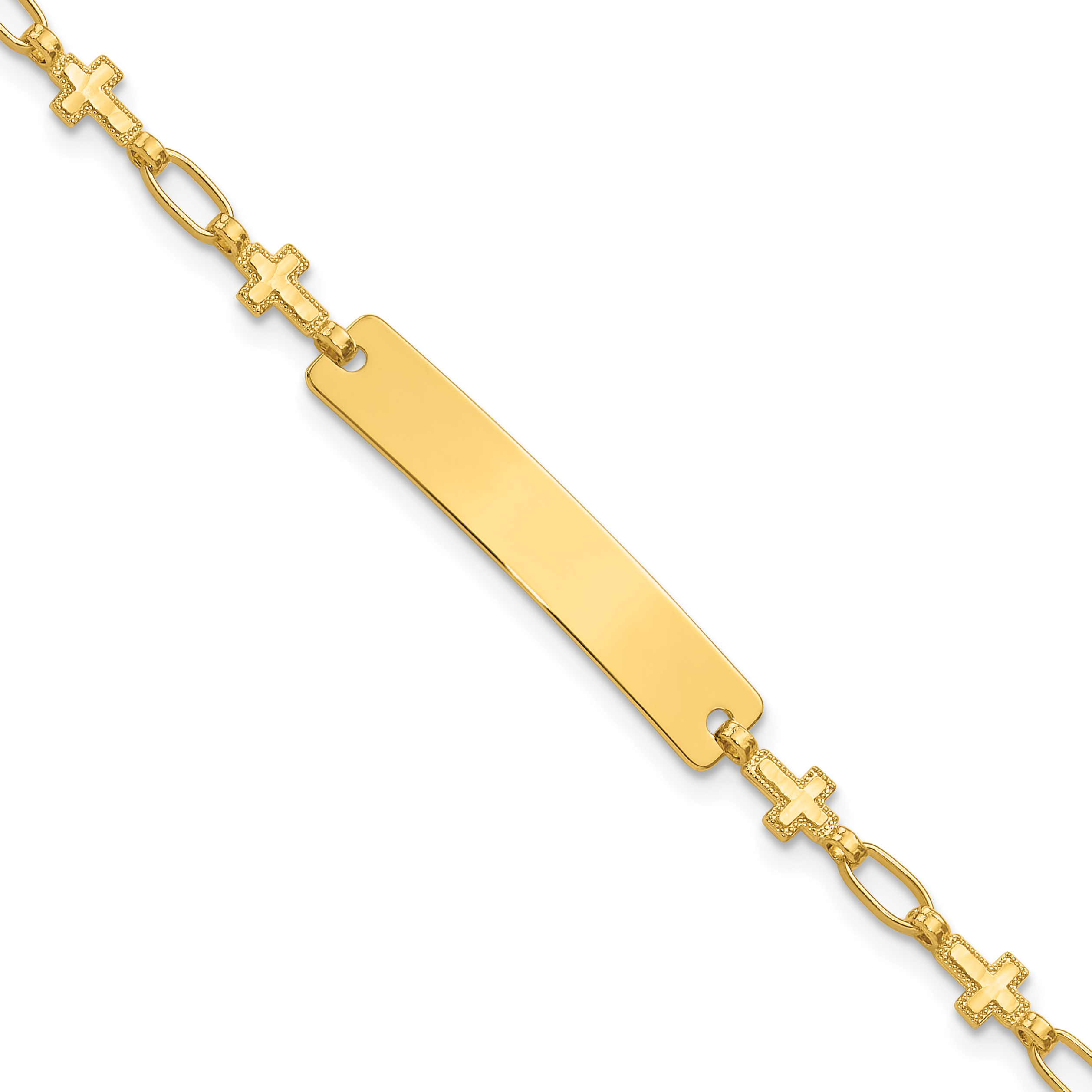 Sterling Silver Gold-tone 7.5 inch Cross ID Bracelet (QID247GP-7.5)
