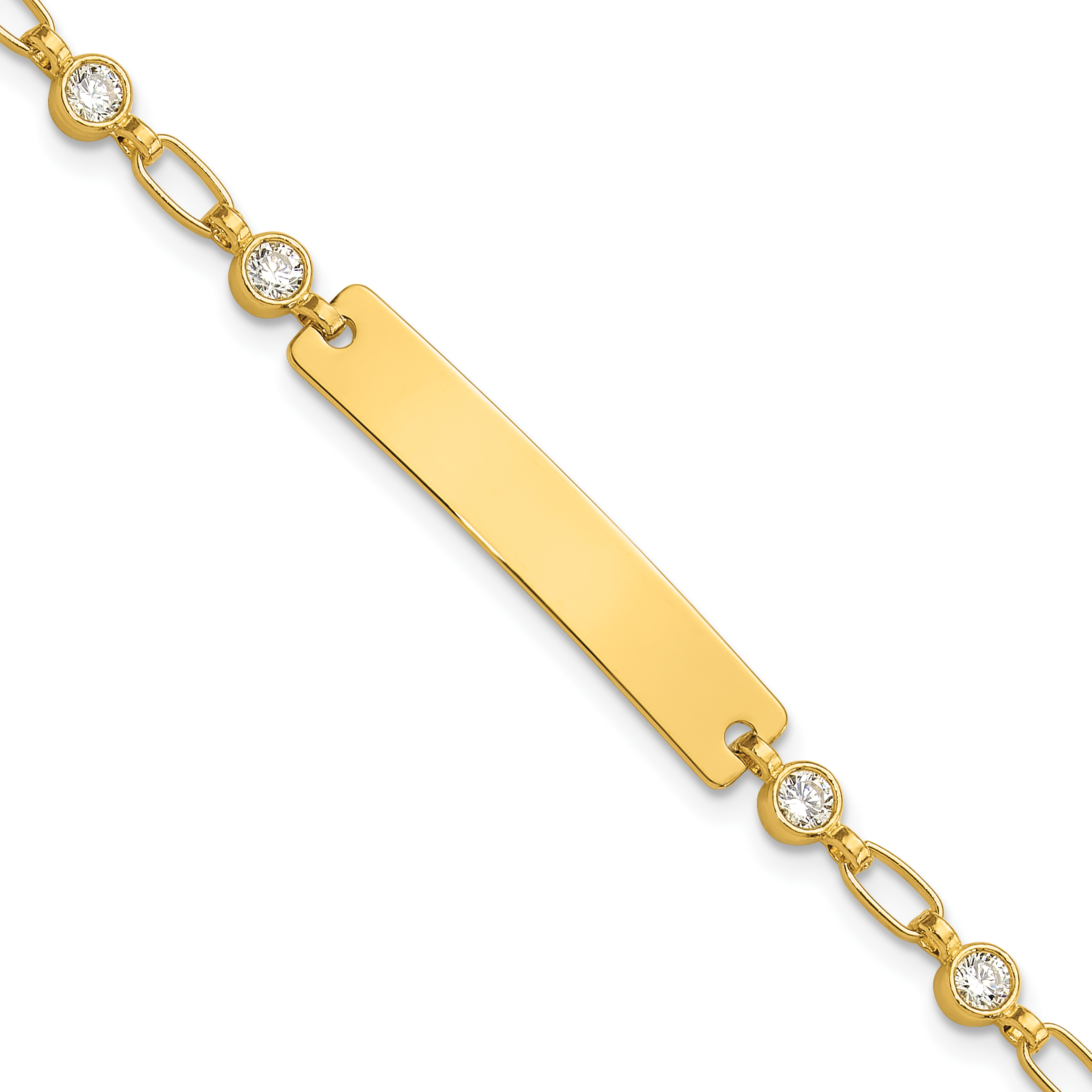 Sterling Silver Gold-tone 7.5 inch Bezel CZ ID Bracelet (QID248GP-7.5)