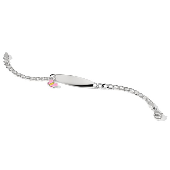 Sterling Silver Polished and Enameled Butterfly Children's ID Bracelet