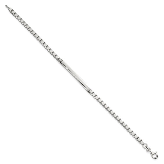 Sterling Silver Polished 3.7mm Box Chain 8 Inch ID Bar Mens Bracelet