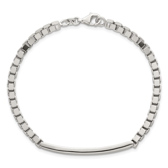Sterling Silver Polished 3.7mm Box Chain 8 Inch ID Bar Mens Bracelet