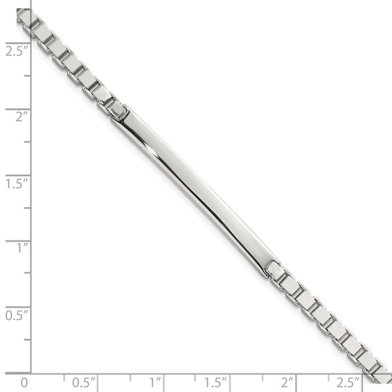 Sterling Silver Polished 3.7mm Box Chain 8 Inch ID Bar Mens Bracelet