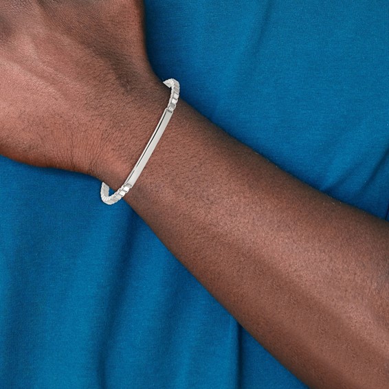 Sterling Silver Polished 3.7mm Box Chain 8 Inch ID Bar Mens Bracelet