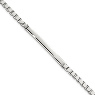 Sterling Silver Polished 3.7mm Box Chain 8 Inch ID Bar Mens Bracelet