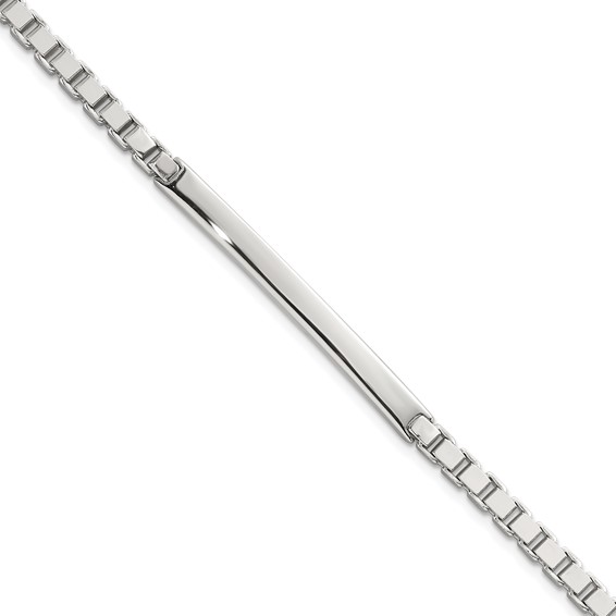 Sterling Silver Polished 3.7mm Box Chain 8 Inch ID Bar Mens Bracelet