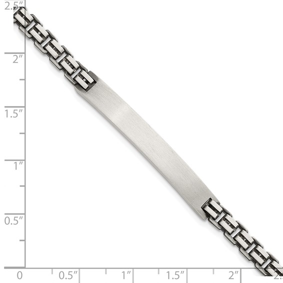 Sterling Silver Antiqued Brushed Fancy Box Link 6.00 x 48mm Rectangle Plate 8 inch ID Bracelet