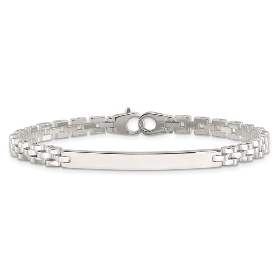 Sterling Silver Polished 4.7mm Fancy Link 8 inch Mens ID Bracelet