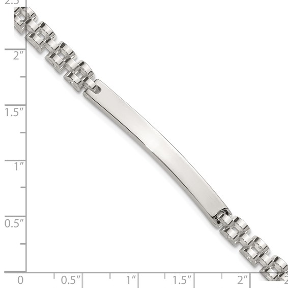 Sterling Silver Polished 4.7mm Fancy Link 8 inch Mens ID Bracelet