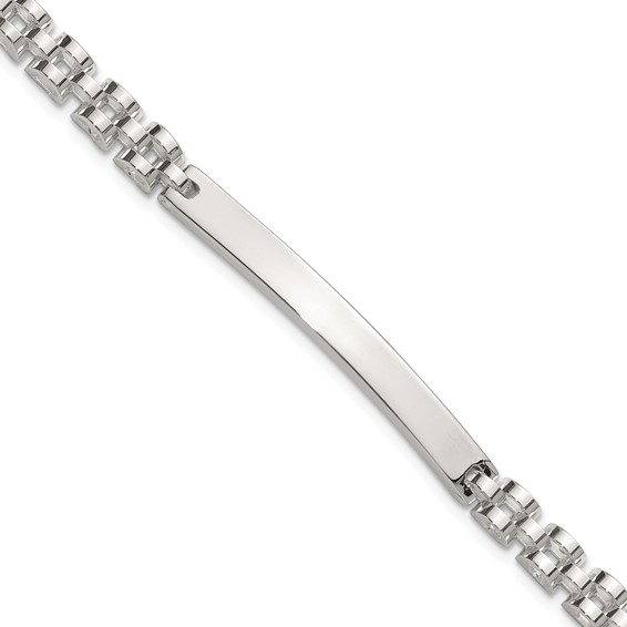 Sterling Silver Polished 4.7mm Fancy Link 8 inch Mens ID Bracelet
