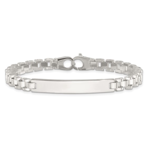 Sterling Silver Polished 6.6mm Fancy Link 8 inch Mens ID Bracelet