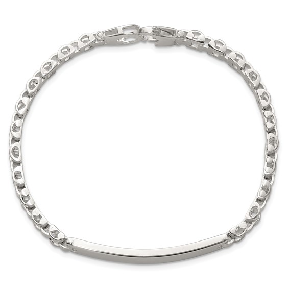 Sterling Silver Polished 6.6mm Fancy Link 8 inch Mens ID Bracelet
