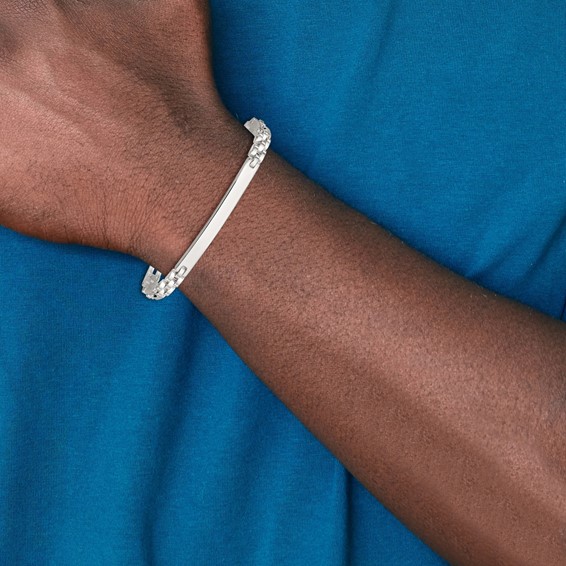 Sterling Silver Polished 4.7mm Fancy Link 7.5 inch ID Bracelet