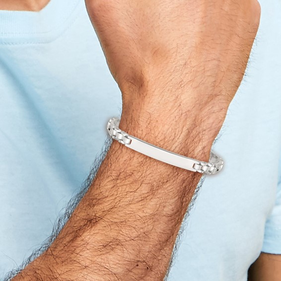 Sterling Silver Polished 6.5mm Fancy Link 7.75 inch ID Bracelet