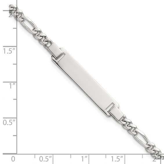 Sterling Silver Polished Figaro Link 6.25 inch with 1 inch Extension Childrens ID Bracelet