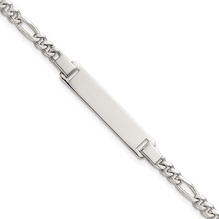 Sterling Silver Polished Figaro Link 6.25 inch with 1 inch Extension Childrens ID Bracelet