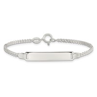 Sterling Silver Engravable Curb Link 27x4mm Plate ID Bracelet - 6in view 3
