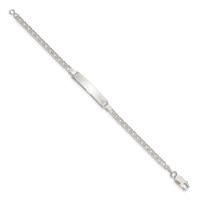 Sterling Silver Engravable Double Curb Link 27x4mm Plate 6 Inch ID Bracelet view 2